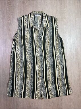 Vintage Y2K Sleeveless Button-Front Stripe Top